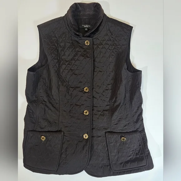 Talbots Quilted Winter Vest Medium Brown Lined - Picture 1 of 8